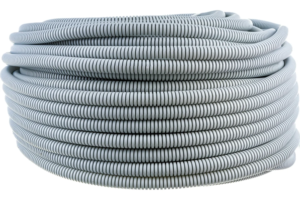 Труба гофрированная ПВХ серая с/з D20 (100м) Строитель (Строитель)