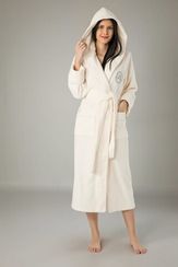Халат женский с капюшоном  4035 кремовый  NUSA