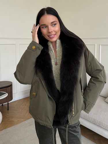 Парка Extra Lux с натуральным мехом хаки