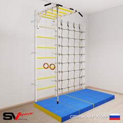 Шведская стенка Sv Sport 53340 (Турник рукоход/Канат/Кольца/Мат 2м/Канатный лаз)