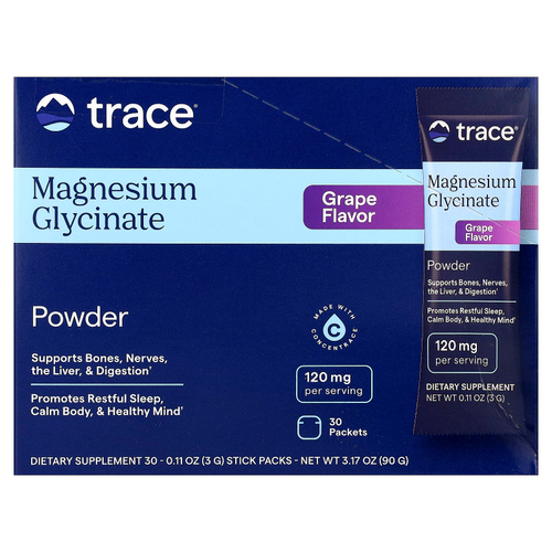 Trace, Порошок глицината магния, виноград, 30 пакетиков по 3 г (0,11 унции)