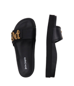 Кожаные шлепанцы Palm Angels - черный(PWIH025R 24LEA001)