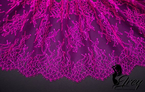 01-11 Кружево шантильи 23 см, фуксия/розовый