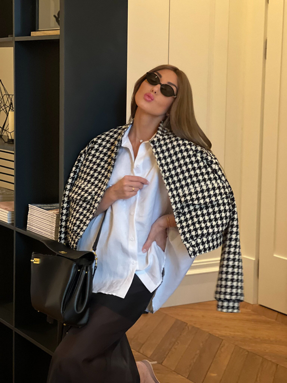 Бомбер с принтом «гусиная лапка»