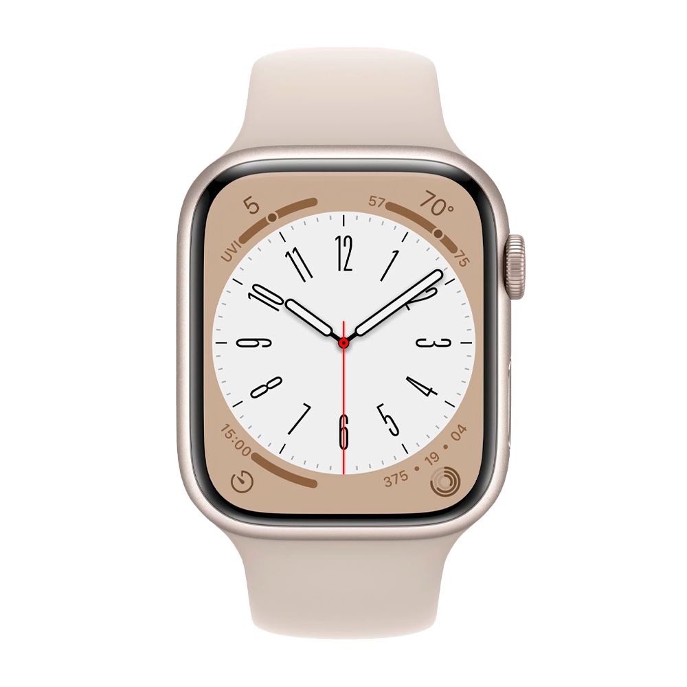 Умные часы Apple Watch Series 8 GPS, 45mm, Aluminium Case with Sport Band, Starlight (Сияющая звезда)