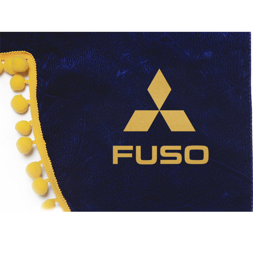Ламбрекен с косынками Fuso (флок, синий, желтые шарики)