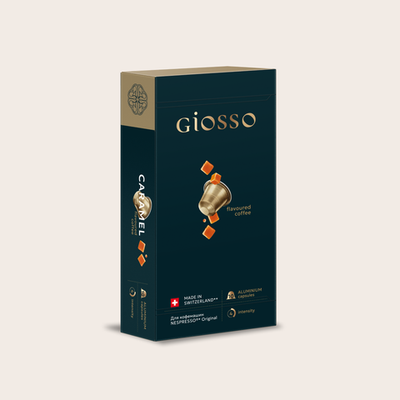 "CARAMEL" GIOSSO Кофе натураль-й жарен-й в алюмин. капсулах (52г.*10 - кол-во ед. в коробке)