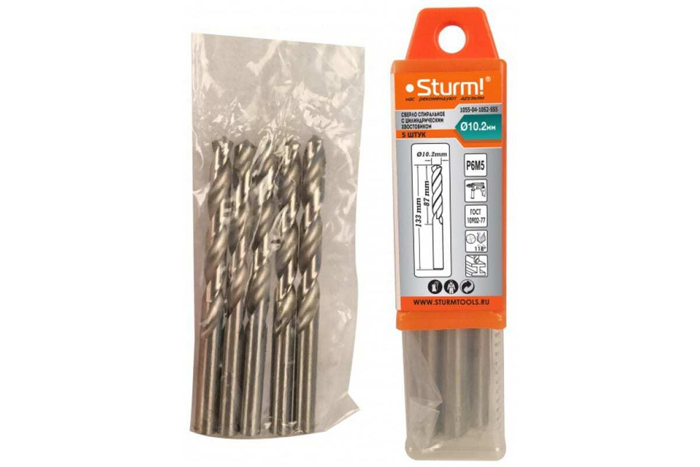 Сверло по металлу (5 шт; 10.2х87х133 мм) Sturm 1055-04-10S2-SS5