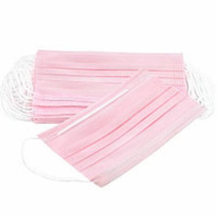 Маски одноразовые трехслойные розовые, 50шт