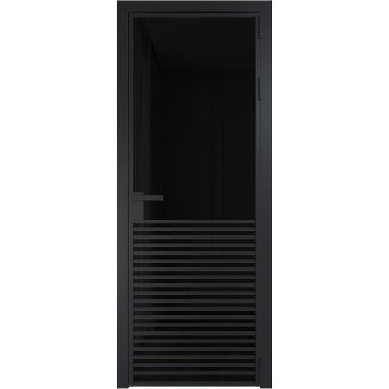 Алюминиевая дверь 16AG чёрная матовая RAL9005 стекло чёрный триплекс