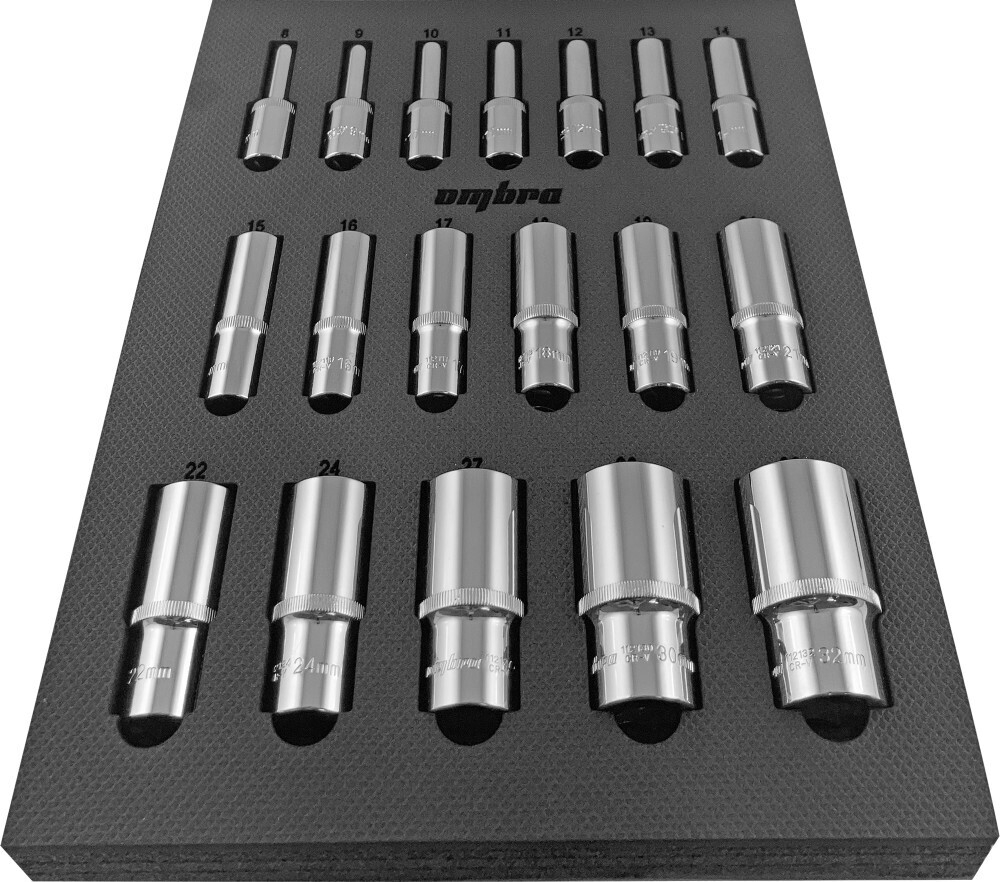 OMT18STE Набор головок торцевых глубоких 1/2" DR 8-32 мм в EVA ложементе 280х375 мм, 18 предметов