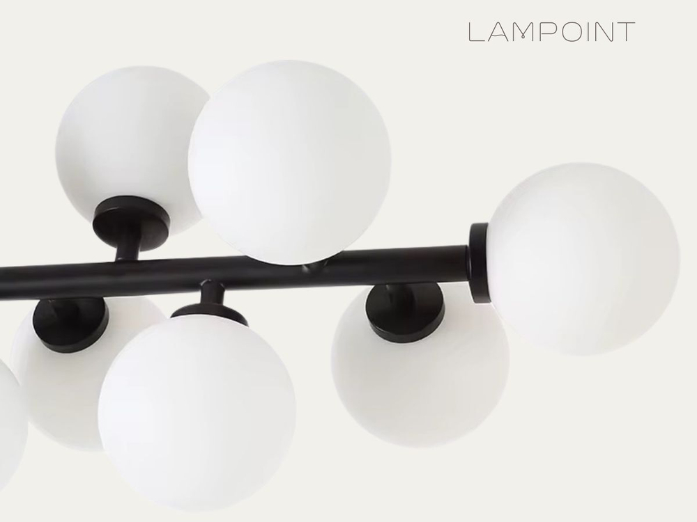 Люстра потолочная черная, люстра подвесная, потолочный светильник, G4, 16 матовых плафонов