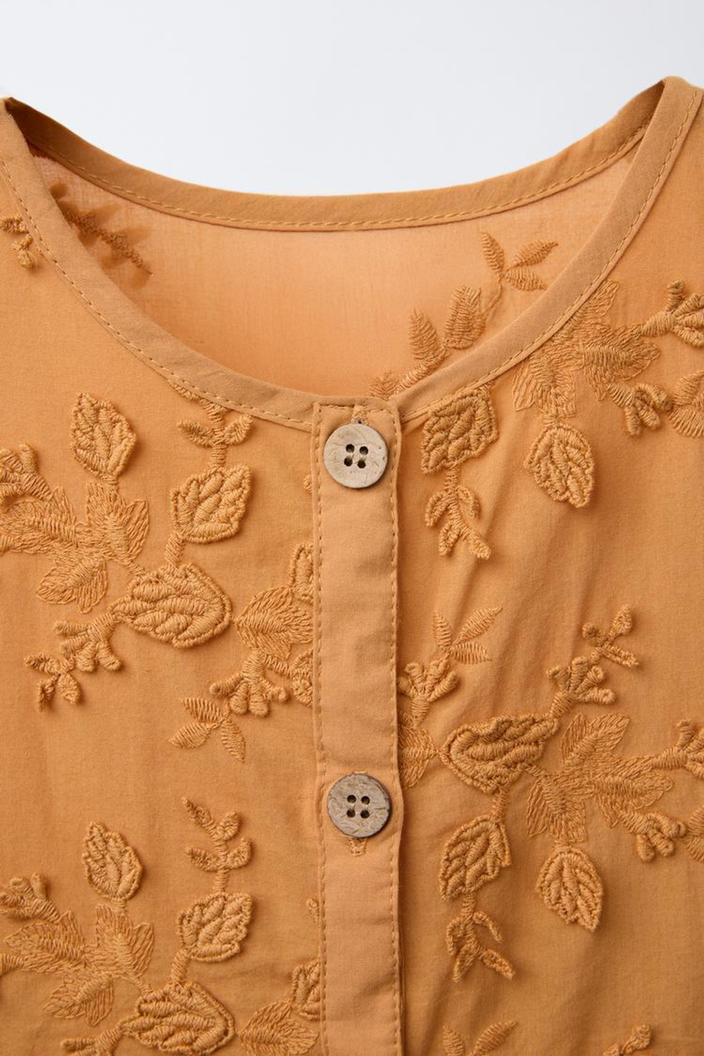 ZARA ТРИКОТАЖНЫЙ ТОП ИЗ КРУЖЕВА КРОШЕ С ВЫШИВКОЙ «ЛИСТЬЯ», ЧЕРЕПИЧНЫЙ