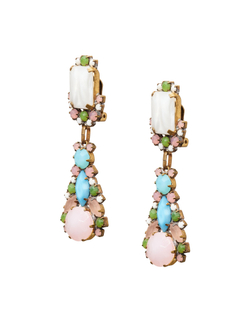 Серьги- клипсы винтажные, Чехия, розовые