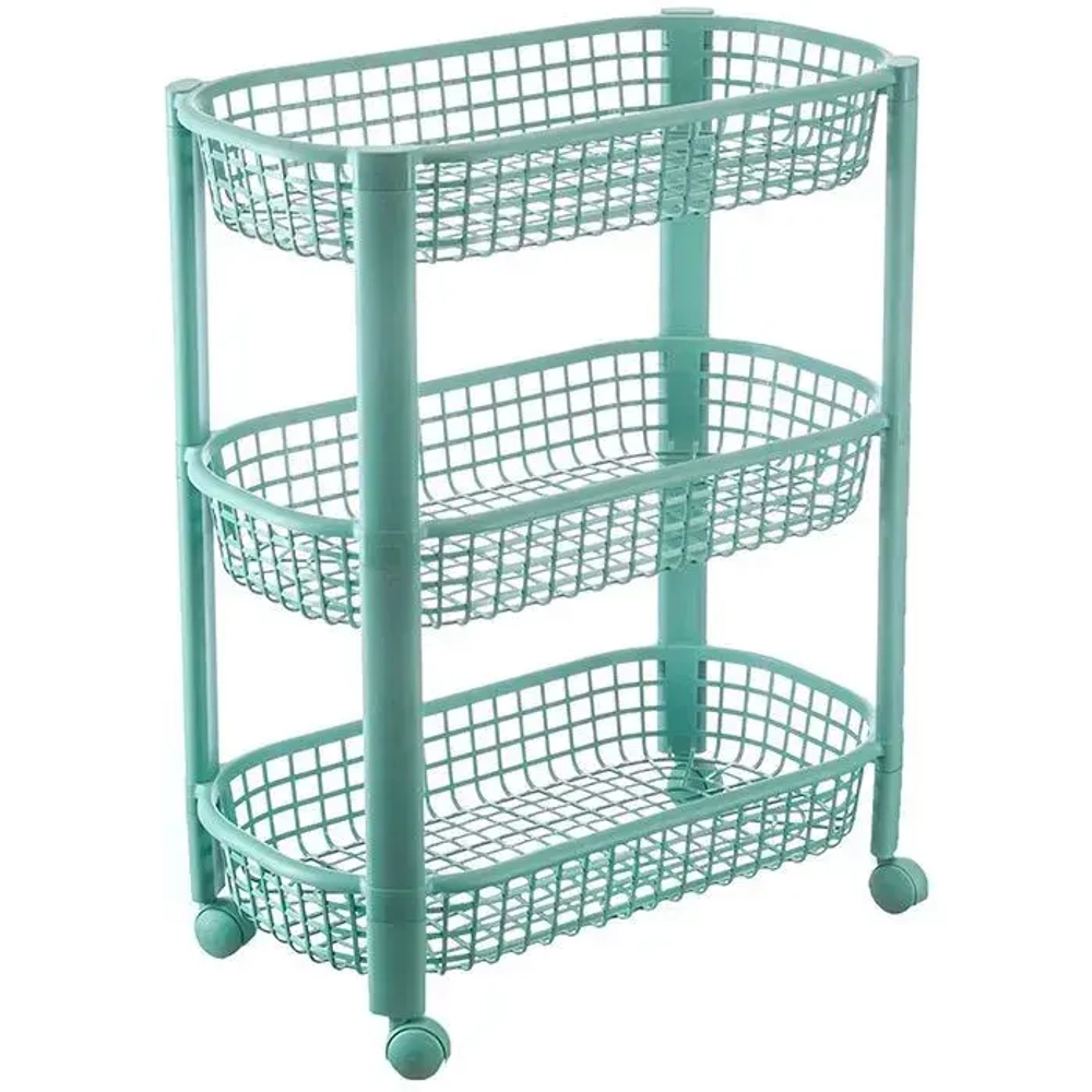 Полка овощная на колесах (3 секции) Фисташковый 0,57,46х0,26м (комплект 4 шт)