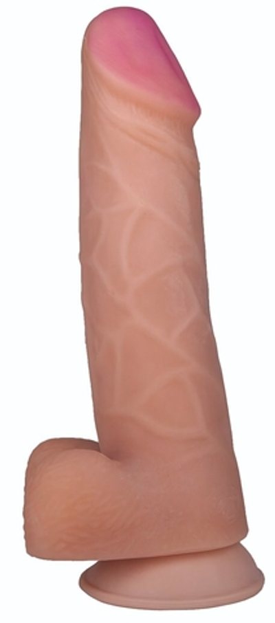 Гигантский фаллоимитатор с мошонкой и присоской - 29 см. (Цвет: телесный)
