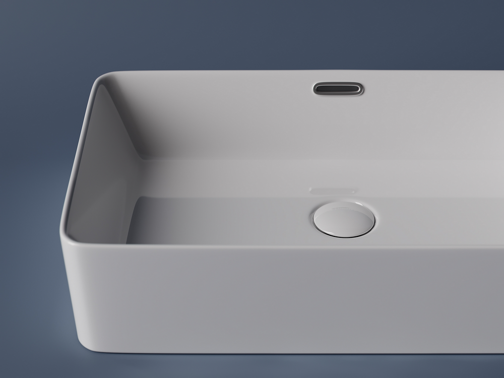 Умывальник чаша накладная прямоугольная со сливом переливом Element 600x380x140мм