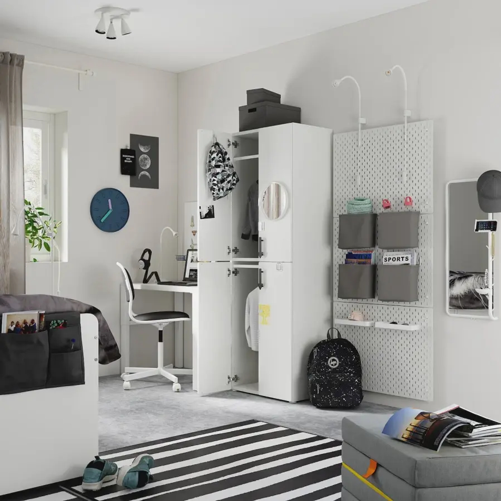Шкаф детский - IKEA PLATSA/SMÅSTAD/SMASTAD, 60x40x180 см, белый, ИКЕА