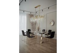 Керамический стол Селена 1 140х80х77 белый мрамор / золото