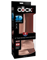 Телесный фаллоимитатор на присоске 9" Triple Density Cock with Balls - 24,1 см.