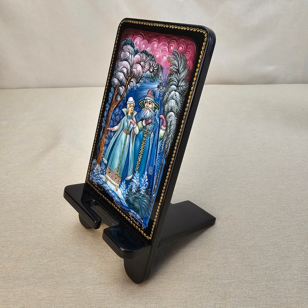 Сувенирная подставка для телефона с росписью Палех "Морозко"