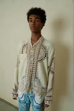 Рубашка Soeurs с Мягким Воротником / Morning Gown Crocheted Long Sleeve бежевая