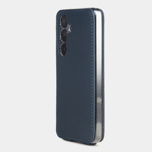 Чехол для Samsung Galaxy S24 Plus из натуральной кожи теленка, синего цвета