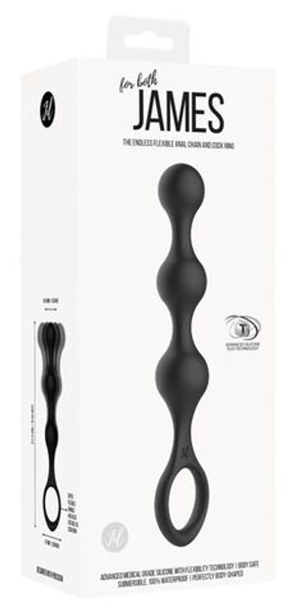 Черная насадка на пенис для двойной стимуляции James - 21 см. (Цвет: черный)