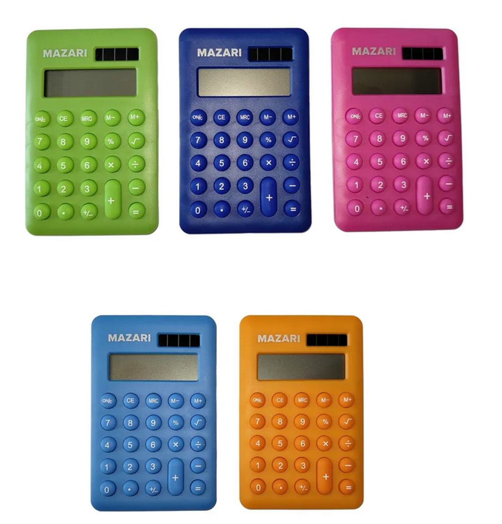 Калькулятор карманн. 8разряд. батар.AG10, пласт.корп. 120х80мм, 5цв. в ассорт. (Mazari)