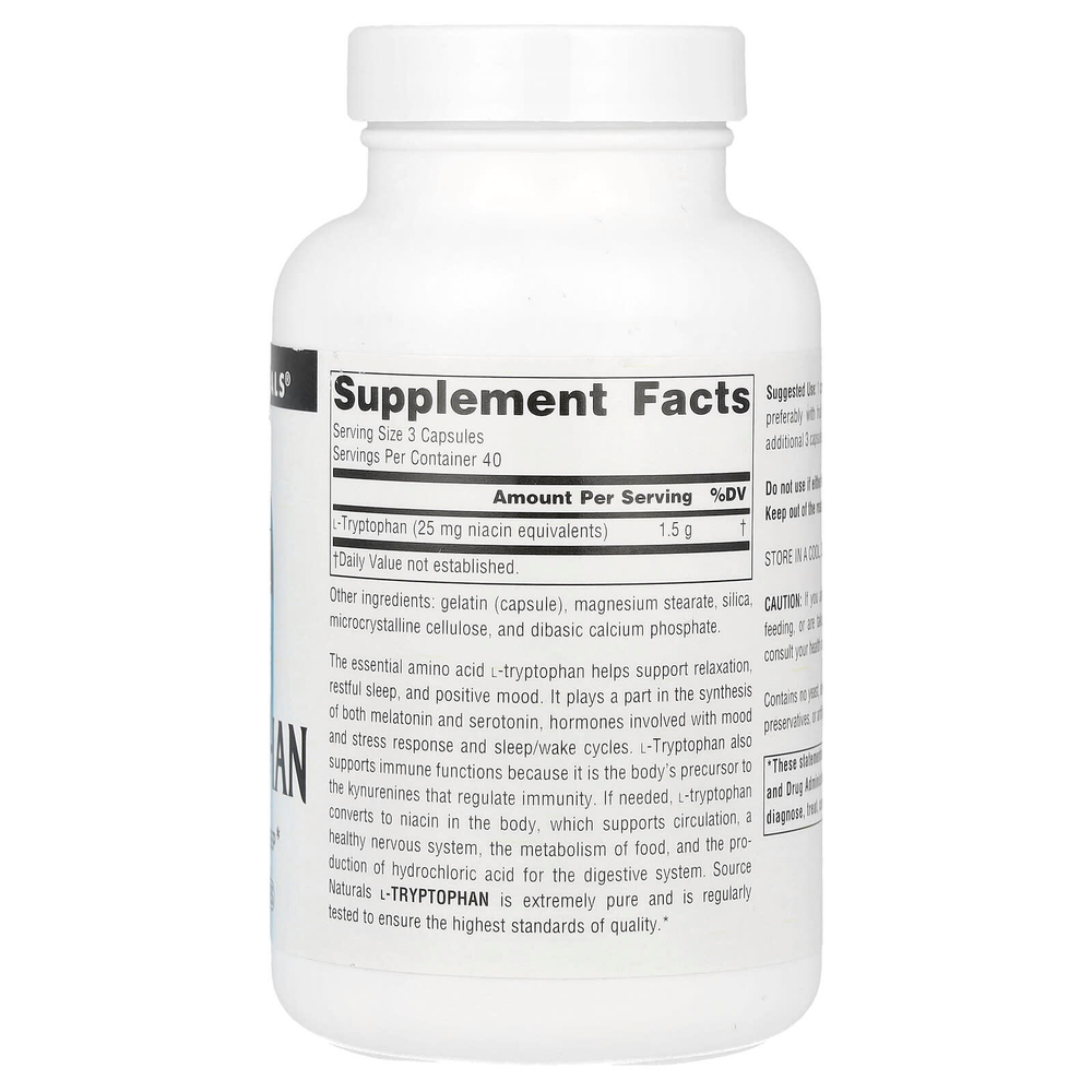 Source Naturals, L-триптофан, 500 мг, 120 капсул
