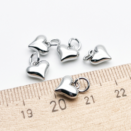Подвеска Сердце, цвет серебро (родий), размер 8*8 мм, цена за 1 шт