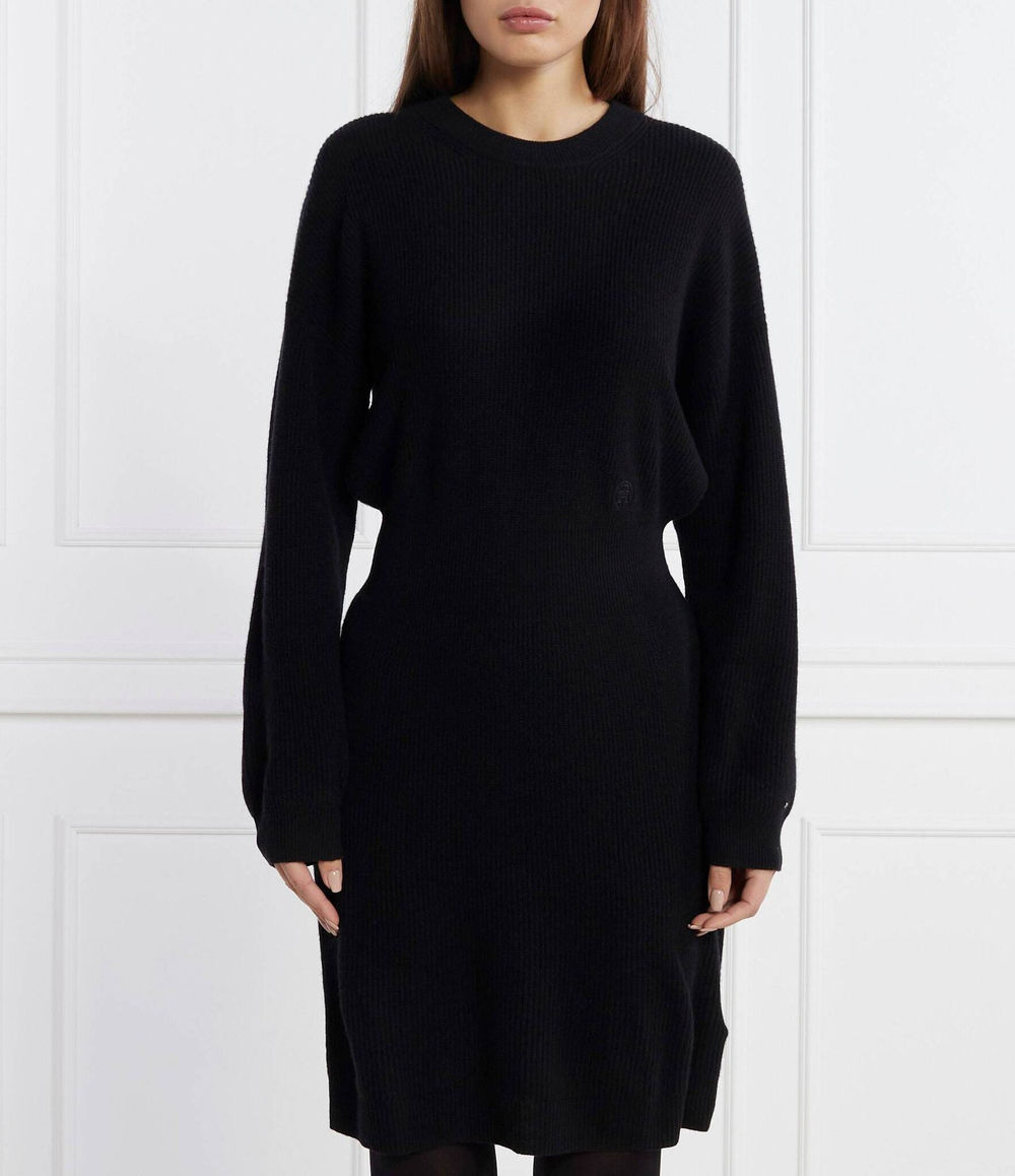 Хлопковое платье SMD WOOL CASH WAISTED DRESS Tommy Hilfiger - черный(WW0WW40263)