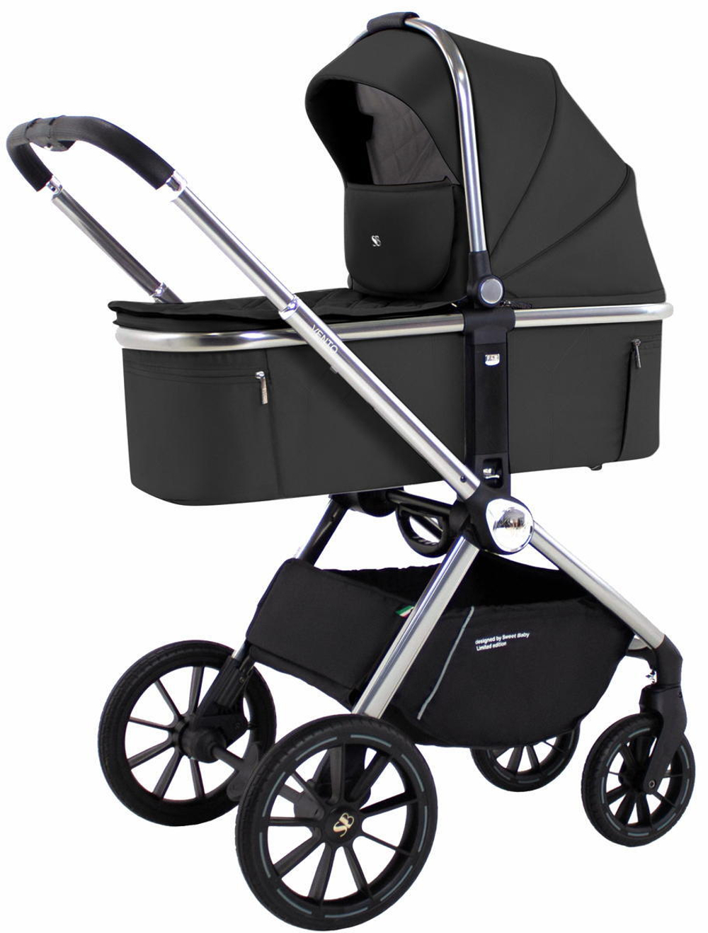 Детская коляска Sweet Baby Vento Silver 2 в 1 Black