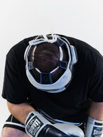 Шлем боксерский LEADERS LS ULTRA с бамперной защитой BL/SIL  кожа, синий тёмный/серебристый