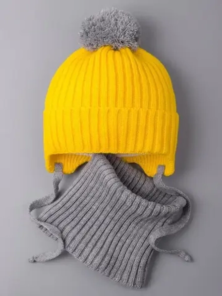 Шапка детская осенняя вязаная и снуд
