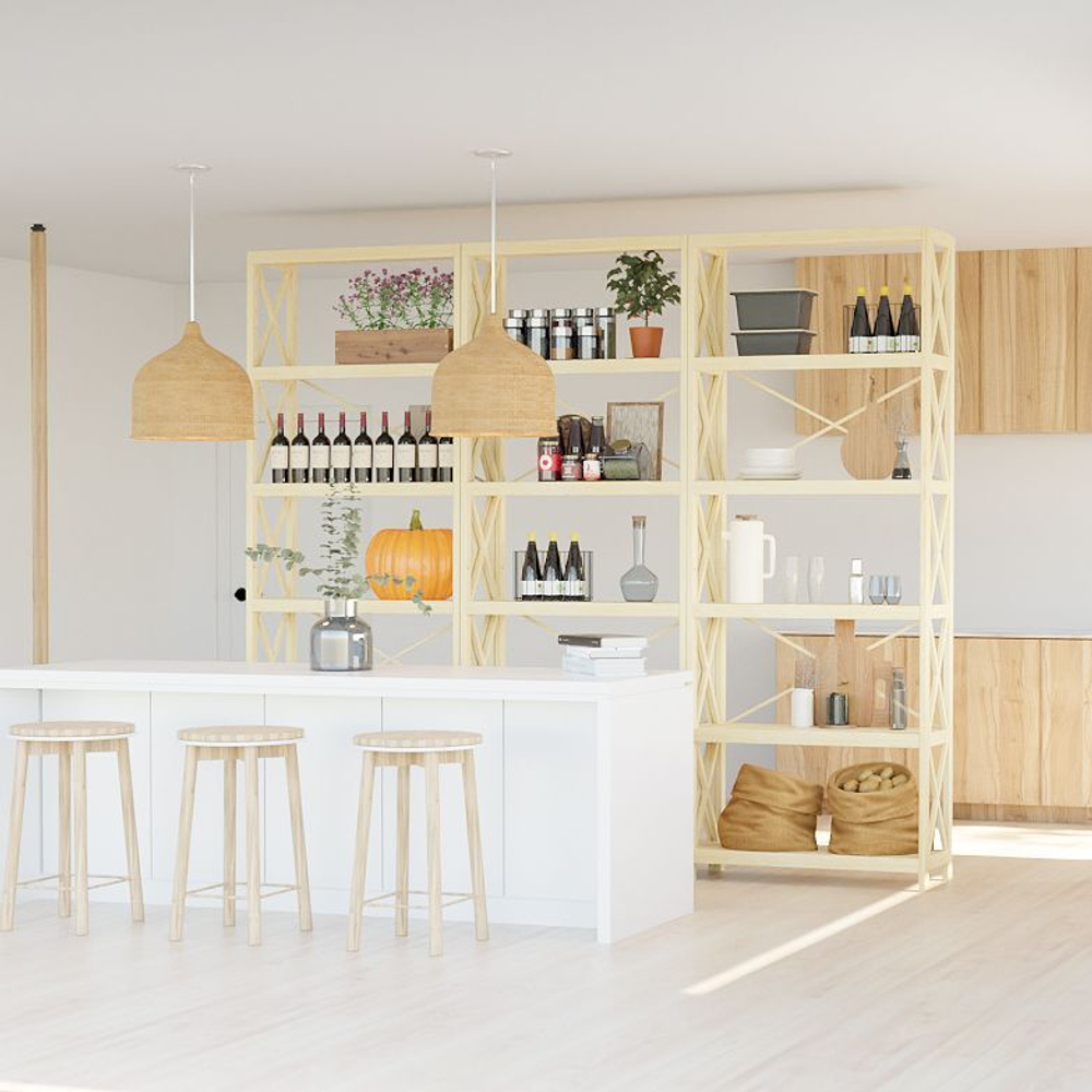 Стеллаж деревянный напольный Юск из массива сосны 6 полок