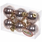 Новогодние шары 4 см (набор 6 шт) «Глянец», шампань