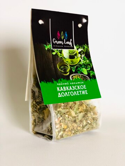 Напиток чайный, Green Leaf, Кавказское долголетие: липа, крапива, душица, 80 г