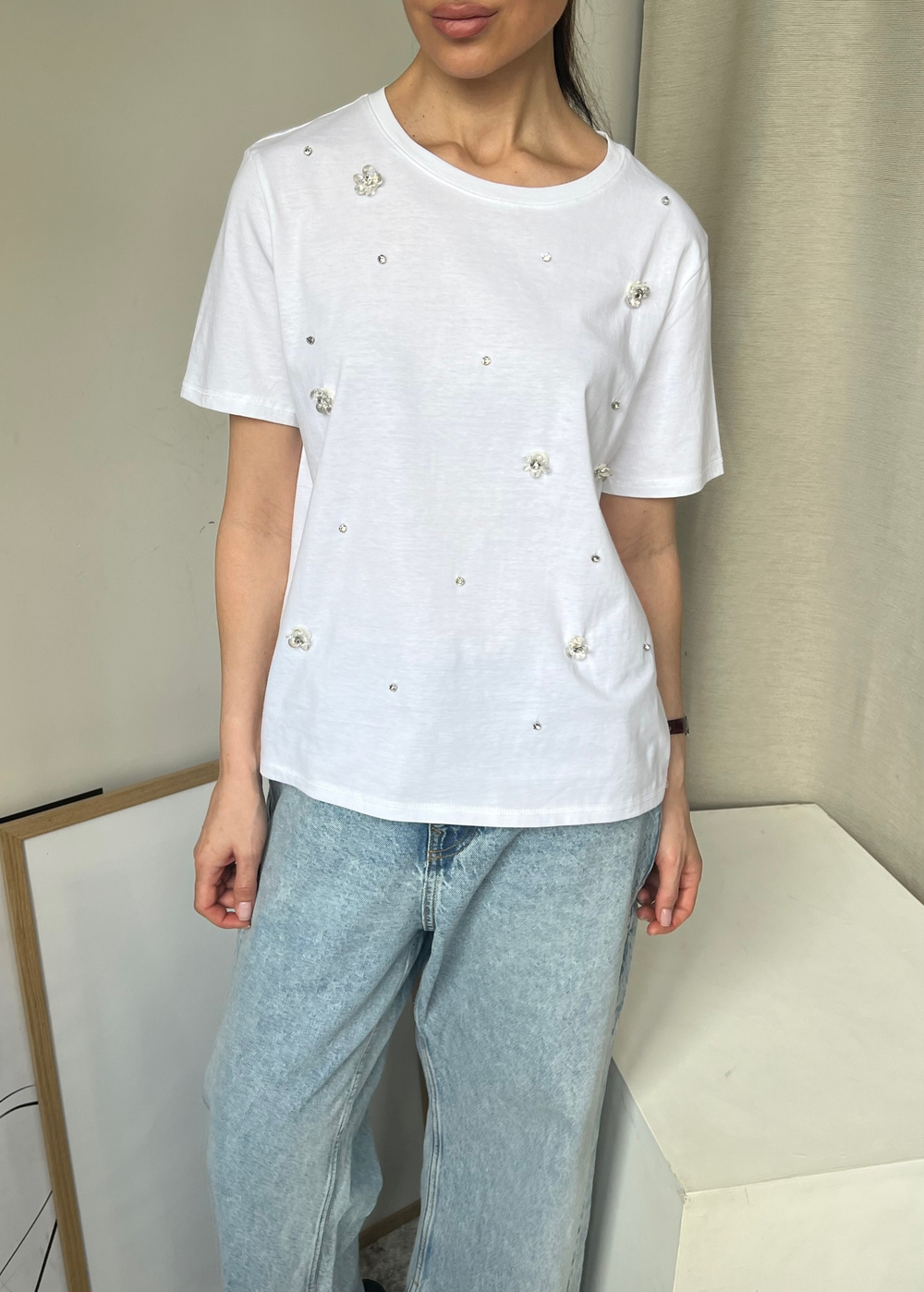 Хлопковая футболка Zara, L