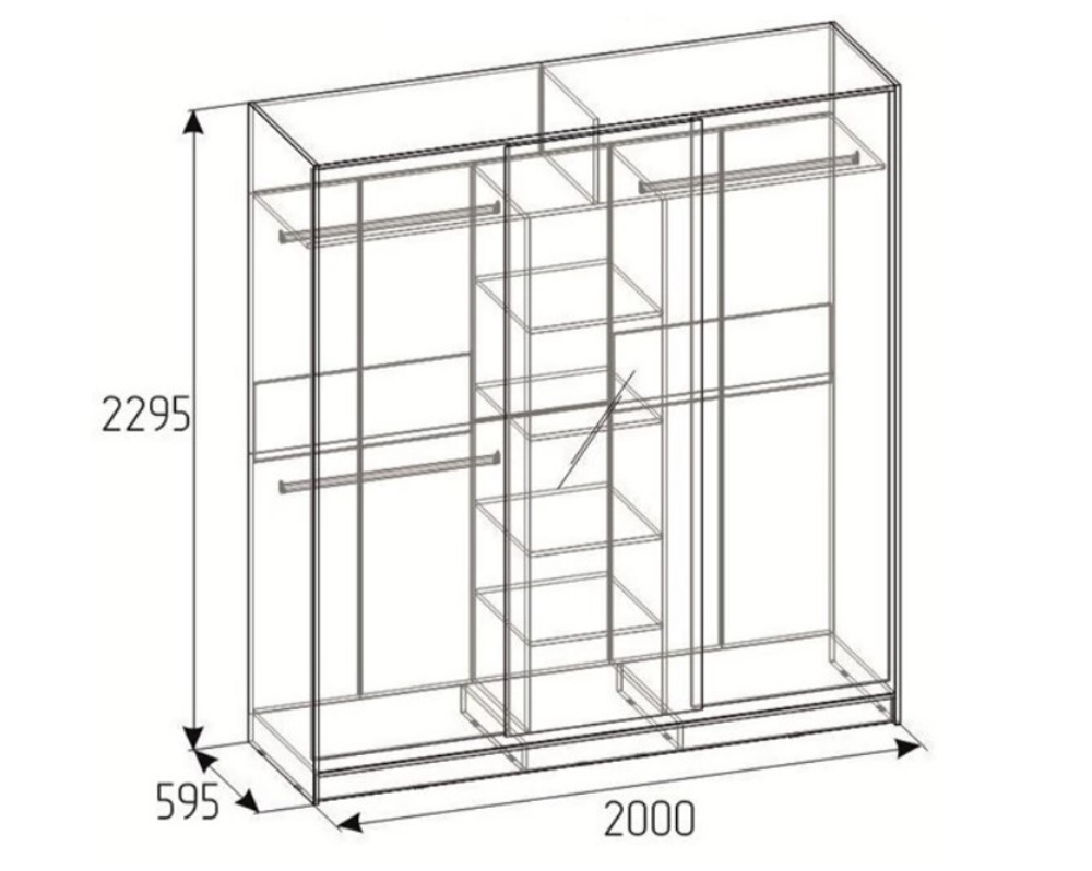 Шкаф-купе трехдверный с зеркалом 2000 Домашний Atelier светлый