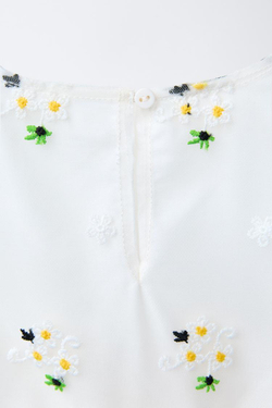 ZARA ПЛАТЬЕ С ВЫШИВКОЙ, ЖЕЛТОВАТО-БЕЛЫЙ