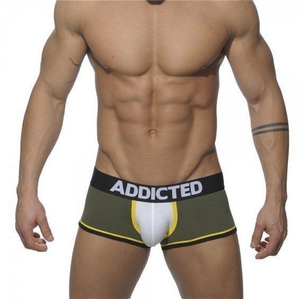 Мужские трусы джоки боксеры хаки с белой вставкой Seobean Addicted