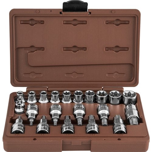 Набор торцевых головок OMBRA внешних "TORX" и насадок с вставками-битами, 22 предмета  953222