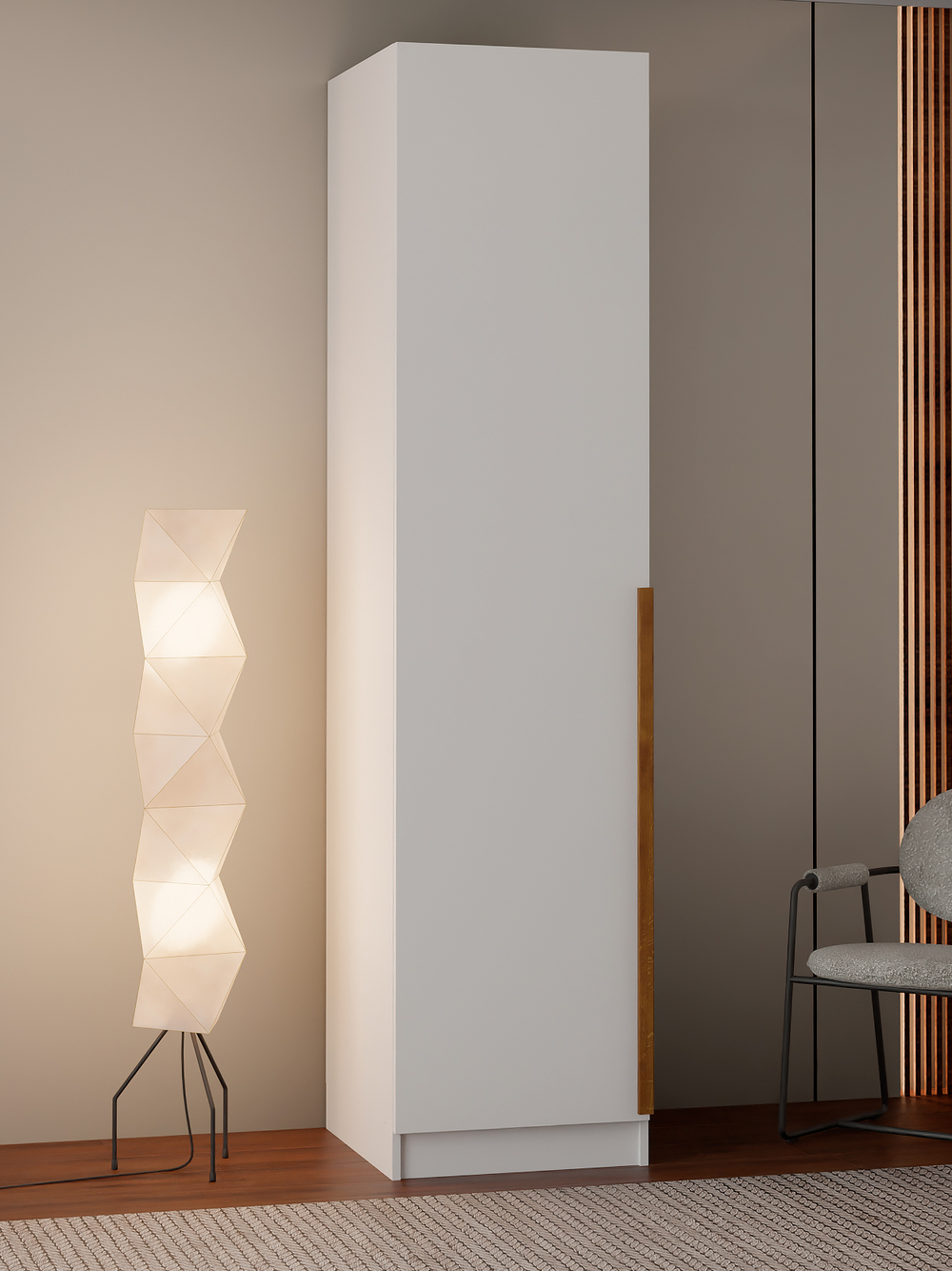 Шкаф распашной, 51х58х215, Джамбо, с полками, с дубовыми ручками, Dipriz