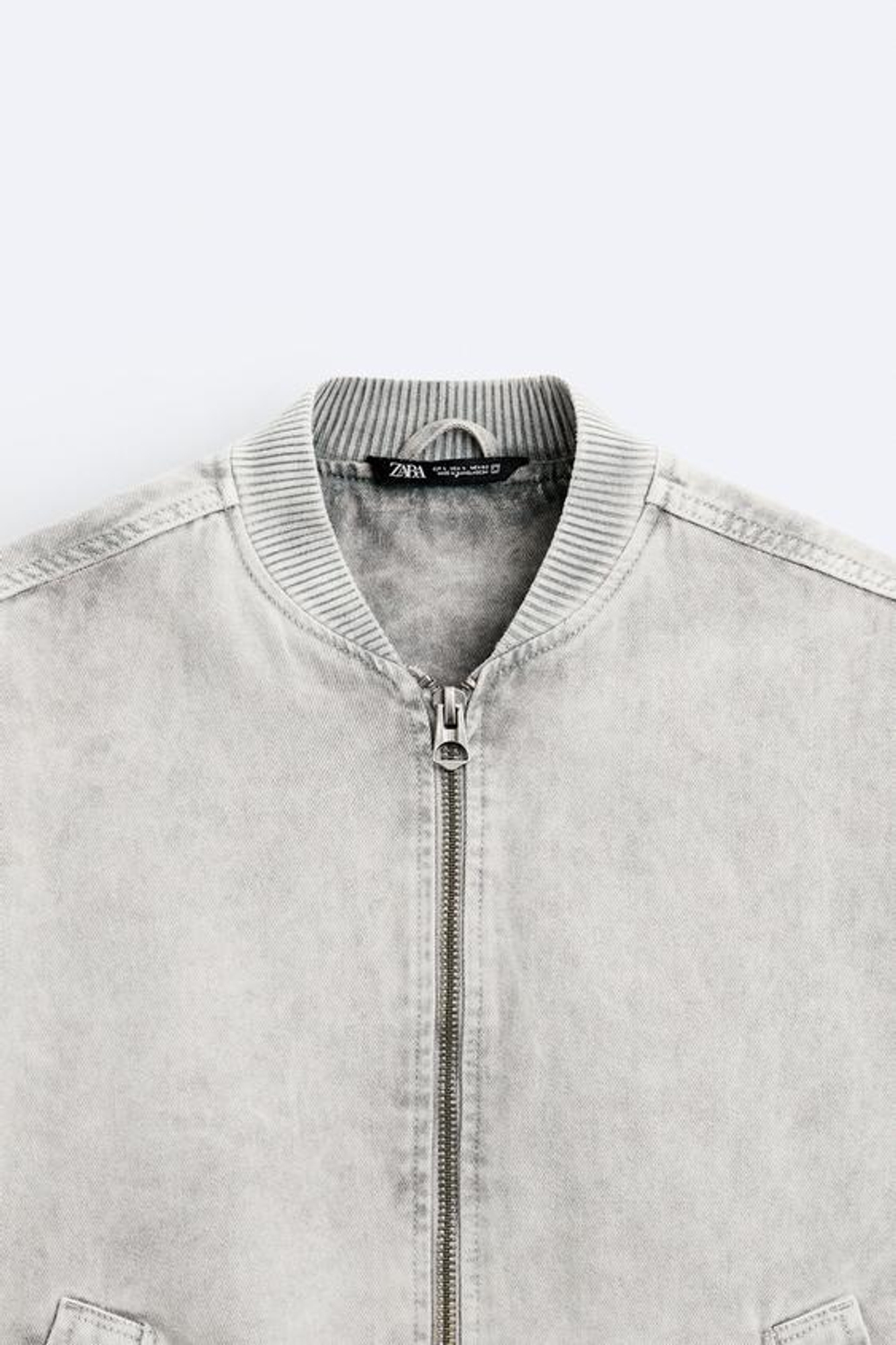 ZARA ХЛОПКОВЫЙ БОМБЕР, СВЕТЛО-СЕРЫЙ