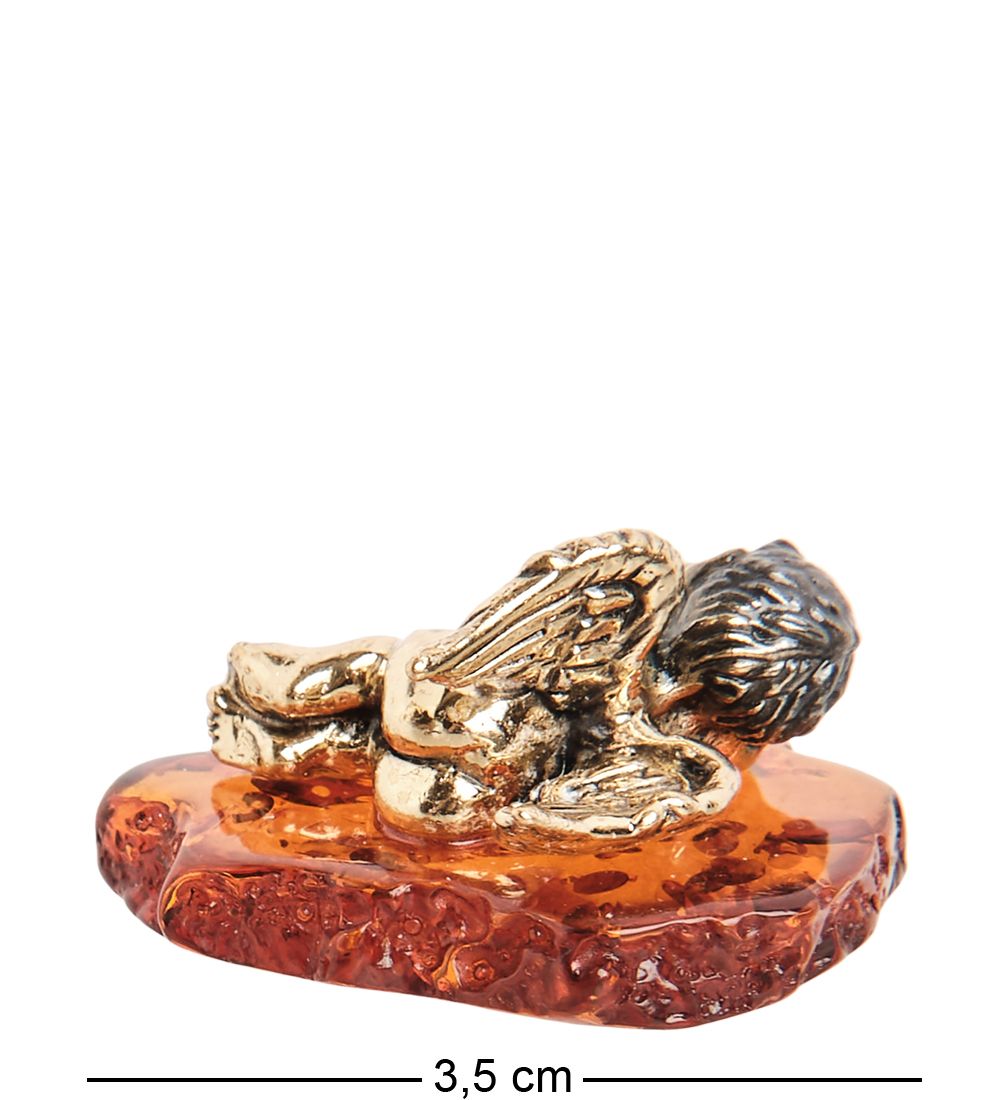 Народные промыслы AM-1540 Фигурка «Ангелочек спящий» мал. (латунь, янтарь)