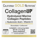 California Gold Nutrition, CollagenUP®, гидролизованные пептиды морского коллагена с гиалуроновой кислотой и витамином C, с нейтральным вкусом, 10 пакетиков по 5 г (0,18 унции)