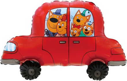 Фигура "Семья Три Кота в красном автомобиле"