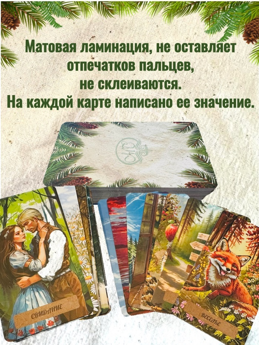 Карты метафорические "Дивный сказ леса" в шкатулке орех