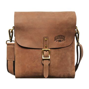 Сумка KLONDIKE «Brad», винтажная кожа в коричневом цвете, 25 х 28 х 7 см